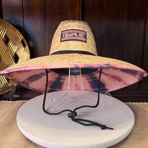 NWT QWAVE Straw Beach Hat For Outdoors 50+ SPF Wide Brim With Adjustable Chin